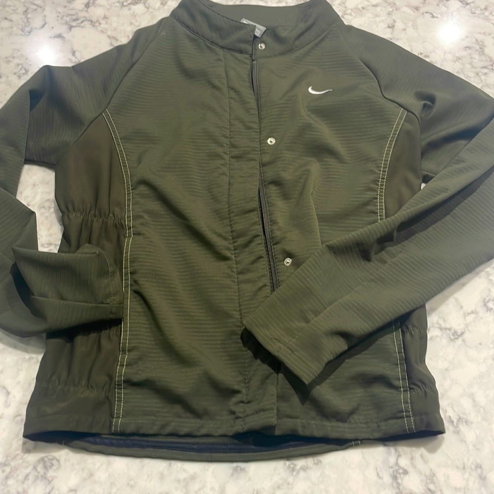 Nike womens small light jacket. Olive green. Never worn